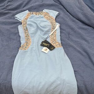 Elegant Blue Embellished Dress